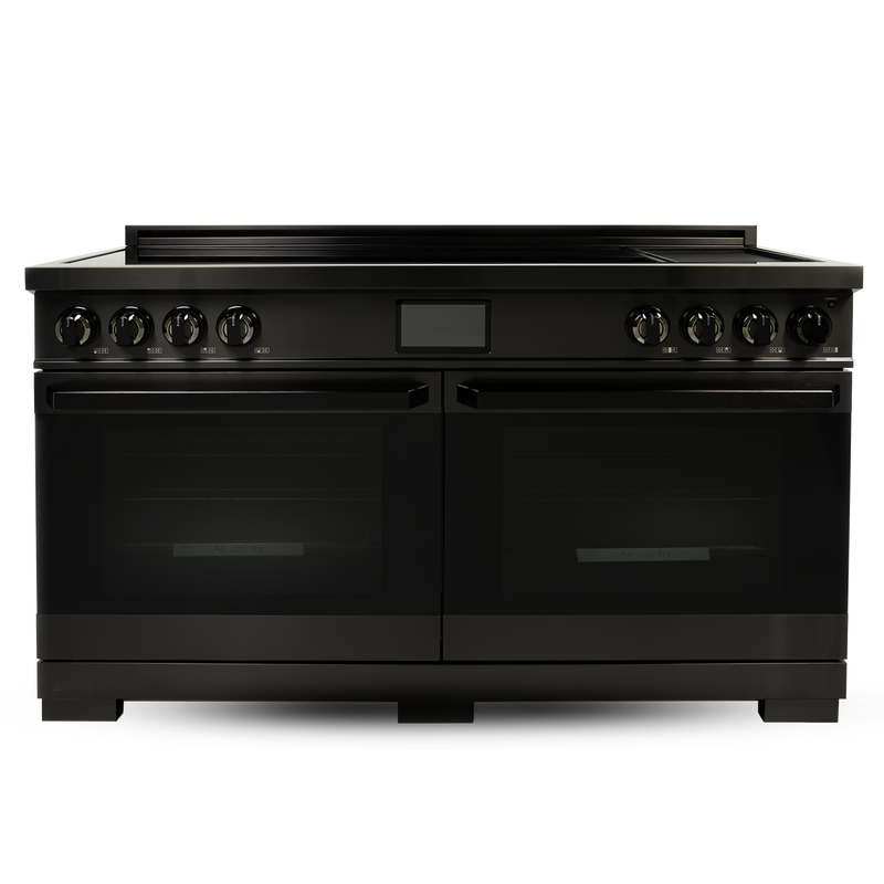 60″ Luxury Series Induction Range with Built-in Professional Griddle – Black Stainless Steel