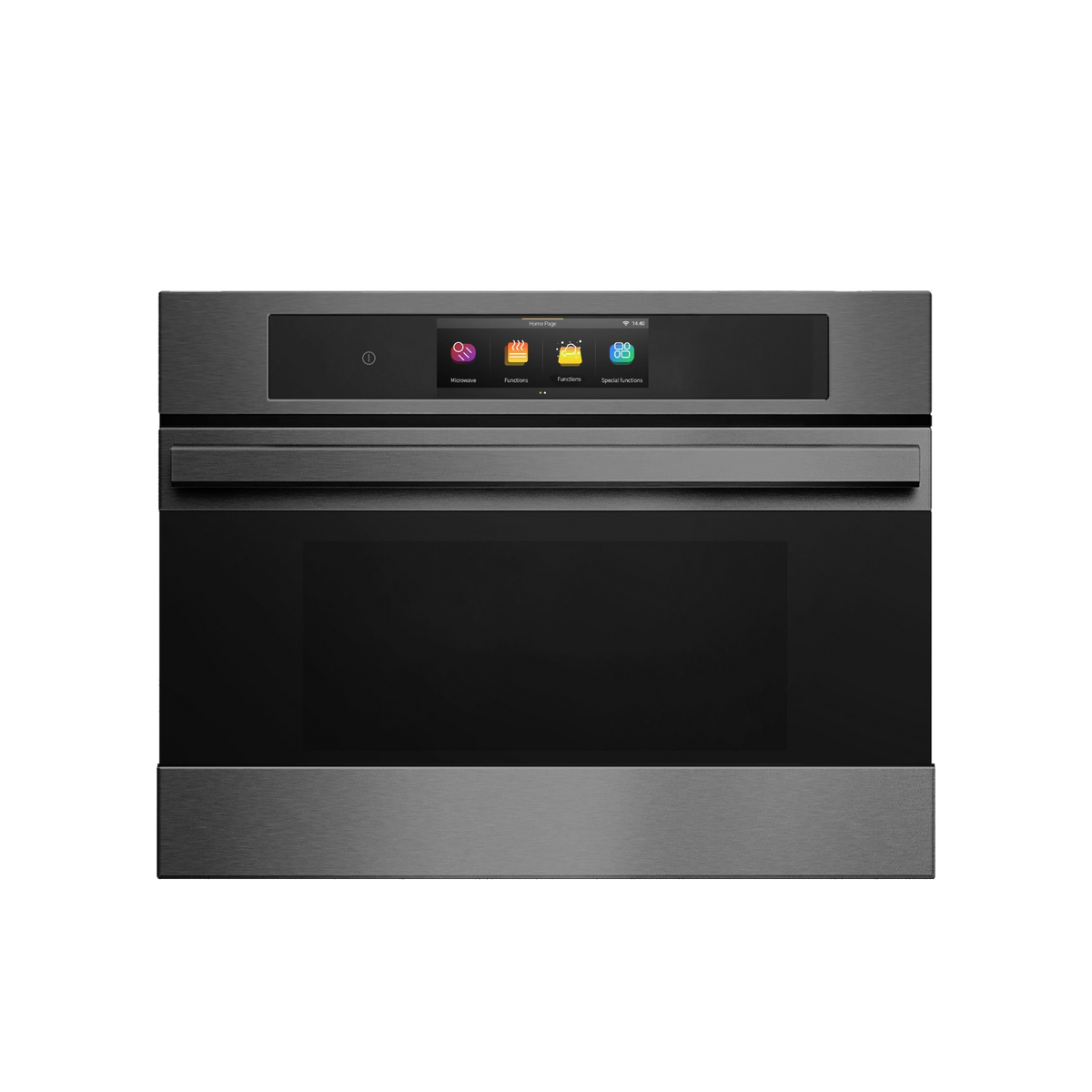 24" Smart Drawer Microwave in Black Stainless Steel, front view