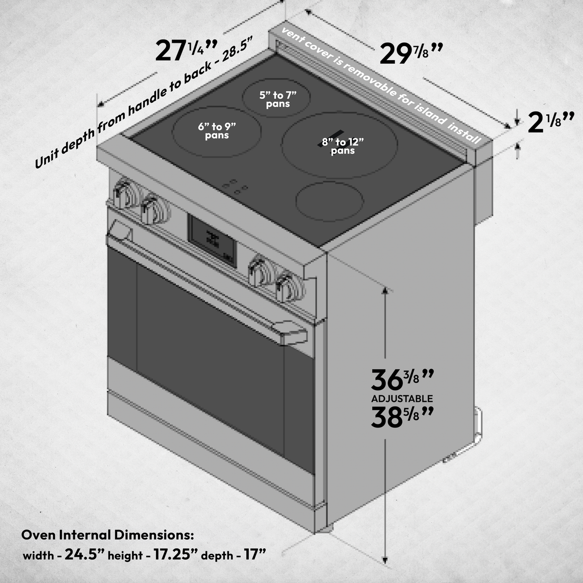 30″ Luxury Series Induction Range – Stainless Steel