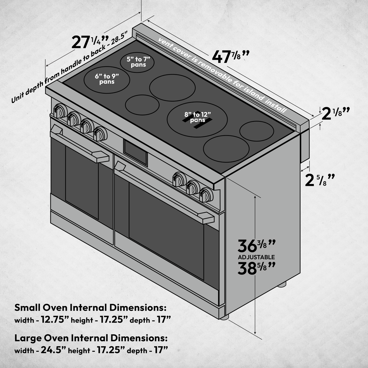 48″ Luxury Series Induction Range – Stainless Steel