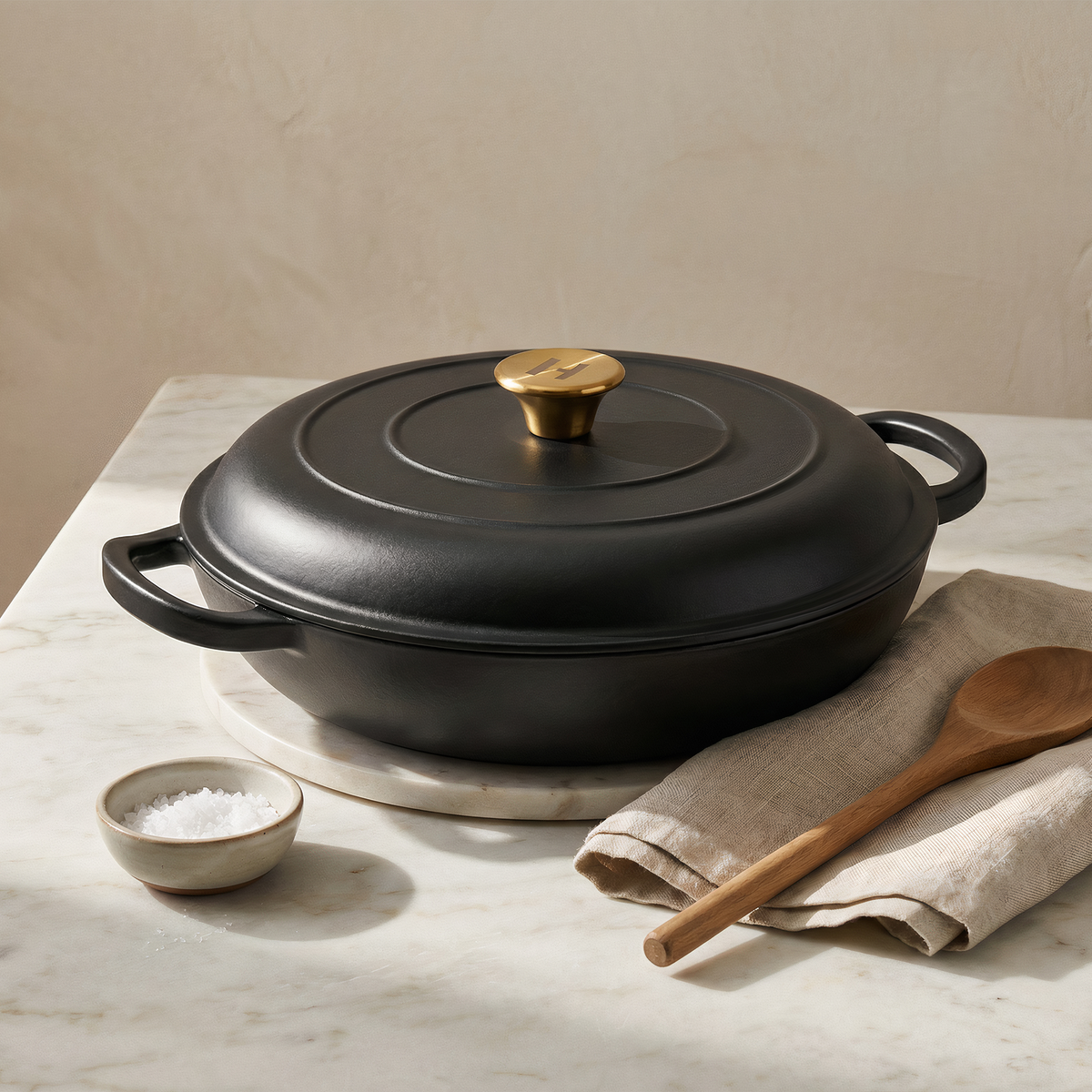 Forge Collection 12” Cast Iron Braiser - Orion Black